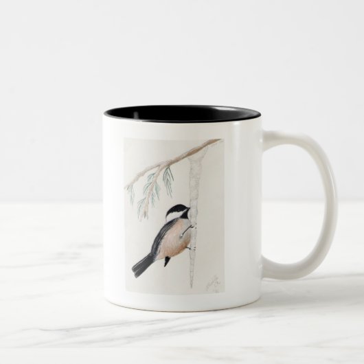 Tasse 2 Couleurs chickadee d'hiver (Droit)