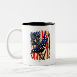 Tasse 2 Couleurs Chien à drapeau américain, chien d'eau portugais p
