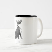 Tasse 2 Couleurs Chien à tête blanche et noir tendance (Devant droit)
