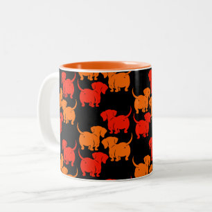 Tasse 2 Couleurs Chien allemand Dachshund Motifs