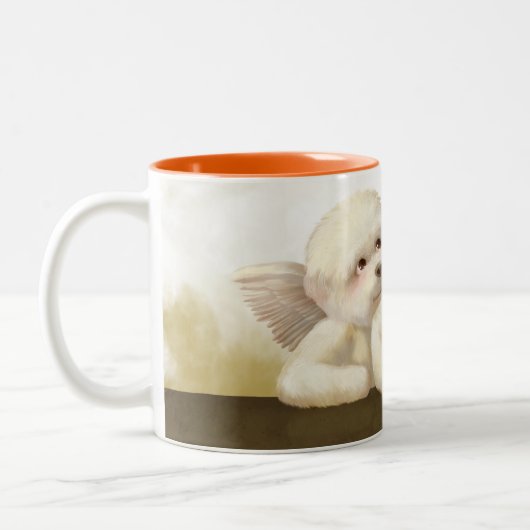 Tasse 2 Couleurs Chien angélique et chat sur Cloud (Gauche)