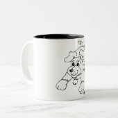 Tasse 2 Couleurs Chien au crayon de charbon (Devant gauche)