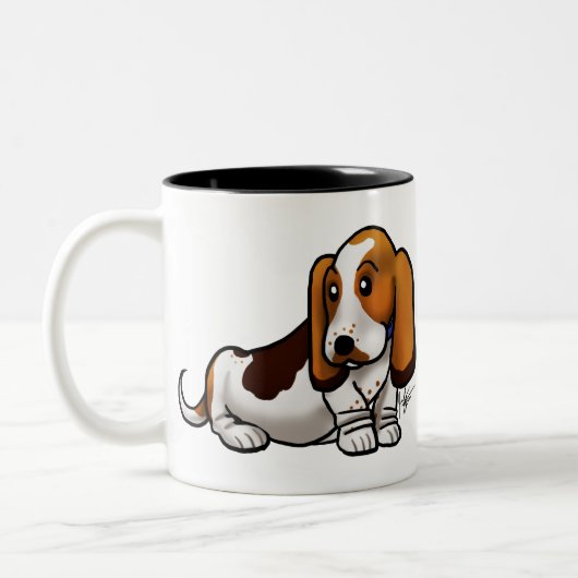Tasse 2 Couleurs Chien - Basset Hound (Gauche)