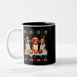 Tasse 2 Couleurs Chien Beagle de Noël moche Père Noël Costume de ch