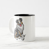 Tasse 2 Couleurs Chien - Berger australien - Merle bleu (Devant gauche)