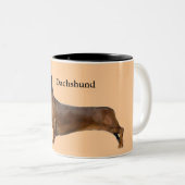 Tasse 2 Couleurs Chien Brown mignon Dachshund (Devant droit)
