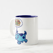 Tasse 2 Couleurs Chien chaud de Chicago (chien de dessin animé bleu (Devant gauche)