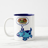 Tasse 2 Couleurs Chien chaud de Chicago (chien de dessin animé bleu (Gauche)