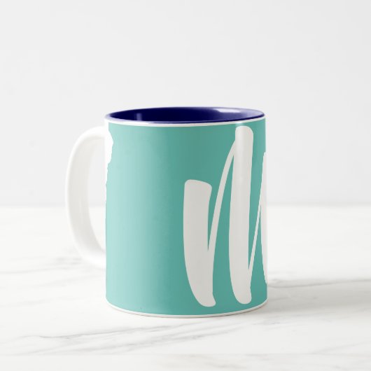 Tasse 2 Couleurs Chien chinois blanc Année Anniversaire Monogramme (Devant gauche)