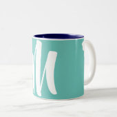 Tasse 2 Couleurs Chien chinois blanc Année Anniversaire Monogramme (Devant droit)