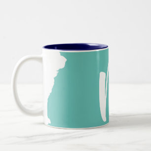 Tasse 2 Couleurs Chien chinois blanc Année Anniversaire Monogramme