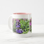 Tasse 2 Couleurs Chien crêté chinois pourpre en fleurs roses (Devant gauche)