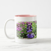 Tasse 2 Couleurs Chien crêté chinois pourpre en fleurs roses (Gauche)