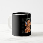Tasse 2 Couleurs Chien Dachshund drôle Weiner (Devant gauche)