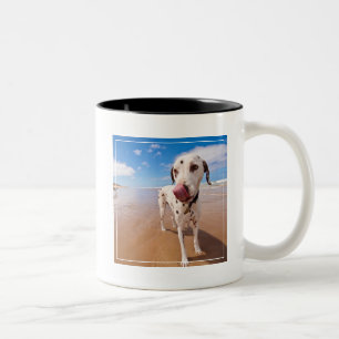 Tasse 2 Couleurs Chien dalmatien sur la plage