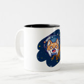 Tasse 2 Couleurs Chien dans l'espace (Devant gauche)