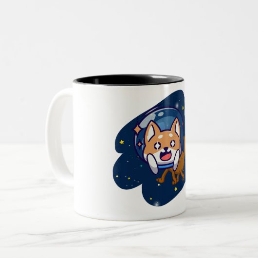Tasse 2 Couleurs Chien dans l'espace (Devant gauche)