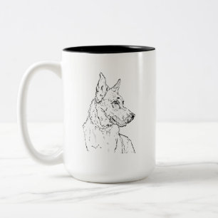Tasse 2 Couleurs Chien de berger allemand Art Alsacien