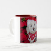 Tasse 2 Couleurs Chien de Bichon Frise de Noël (Devant gauche)