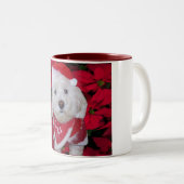 Tasse 2 Couleurs Chien de Bichon Frise de Noël (Devant droit)