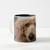 Tasse 2 Couleurs Chien de caniche d'or utilisant un costume blanc (Devant gauche)