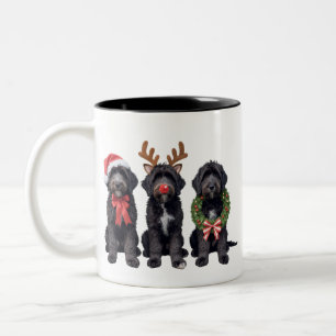 Tasse 2 Couleurs Chien de Noël Goldendoodle noir Maman Doodle Hiver