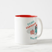 Tasse 2 Couleurs Chien de Noël personnalisé (Devant droit)