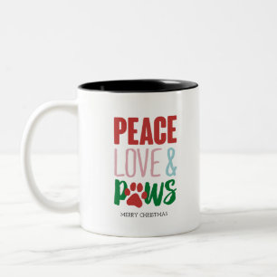 Tasse 2 Couleurs Chien de Noël Puns Chiens de Père Noël Paix Amour 
