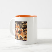 Tasse 2 Couleurs Chien de Shiba Inu habillé en vampire pour Hallowe (Devant gauche)