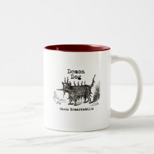 Tasse 2 Couleurs Chien Démon Vintage Drôle Mignon