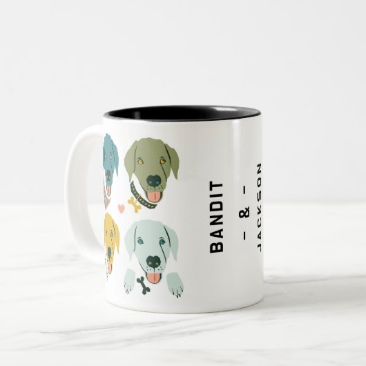 Tasse 2 Couleurs Chien Labrador Dapper moderne personnalisable (Devant gauche)
