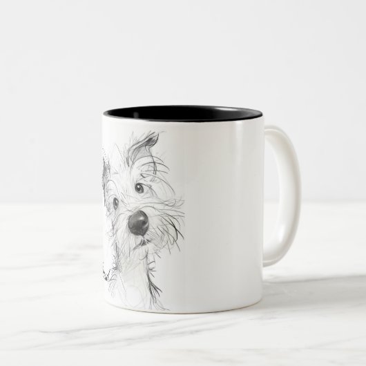 Tasse 2 Couleurs Chien mignon (Devant droit)