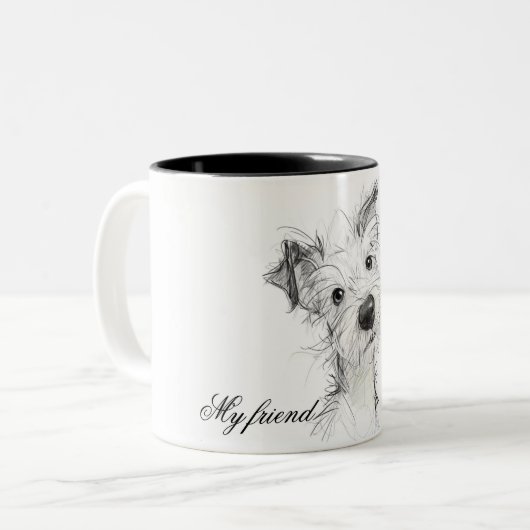 Tasse 2 Couleurs Chien mignon (Devant gauche)