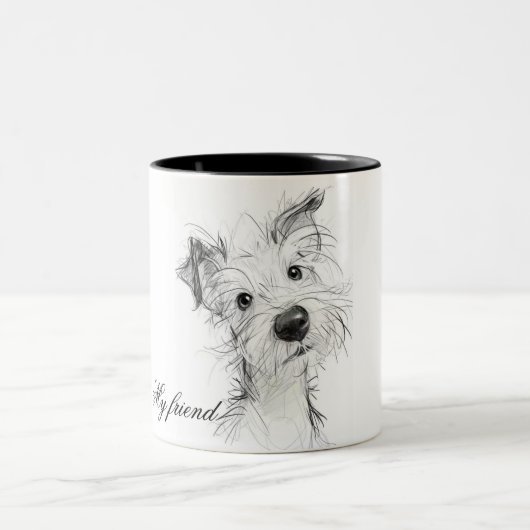 Tasse 2 Couleurs Chien mignon (Centre)