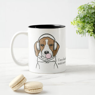 Tasse 2 Couleurs Chien qui se détend avec du Bubble Gum Mignon Drôl