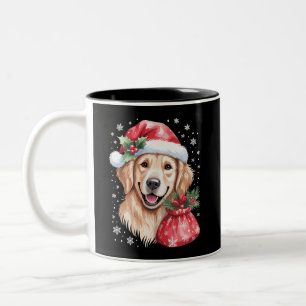 Tasse 2 Couleurs Chien Retriever doré Fête de Noël Lumière des Fête