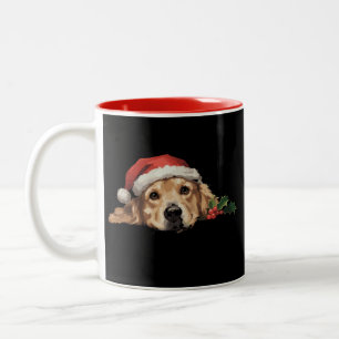 Tasse 2 Couleurs Chien Retriever doré Noël Chapeau de Père Noël Chi
