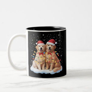 Tasse 2 Couleurs Chien Retriever doré Noël Chapeau de Père Noël Ren