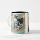 Tasse 2 Couleurs Chien sur la moto (Devant gauche)