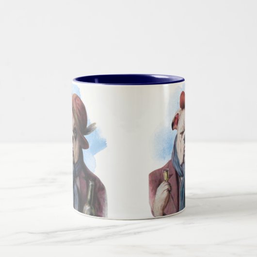 Tasse 2 Couleurs Chiens Amusants Bar Bière Patrons Réguliers  (Centre)