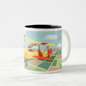 Tasse 2 Couleurs Chiens de pilote d'avion (Devant droit)