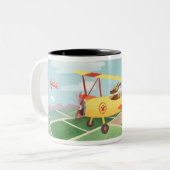 Tasse 2 Couleurs Chiens de pilote d'avion (Devant gauche)