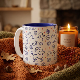 Tasse 2 Couleurs Chiens et Chats de Boulangerie Navy