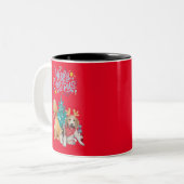 Tasse 2 Couleurs Chiens mignons Noël (Devant gauche)