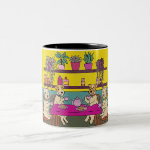 Tasse 2 Couleurs Chiens prenant le thé de l'après-midi