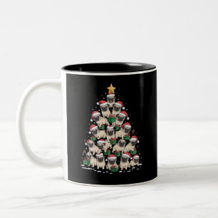Tasse 2 Couleurs Chiens Pug Arbre de Noël Mignon Noël Chiens Maman
