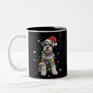 Tasse 2 Couleurs Chiens Schnauzer Arbre Noël Xmas Animal Familier C