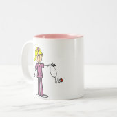 Tasse 2 Couleurs Chiffre femelle blond infirmière de bâton (Devant gauche)