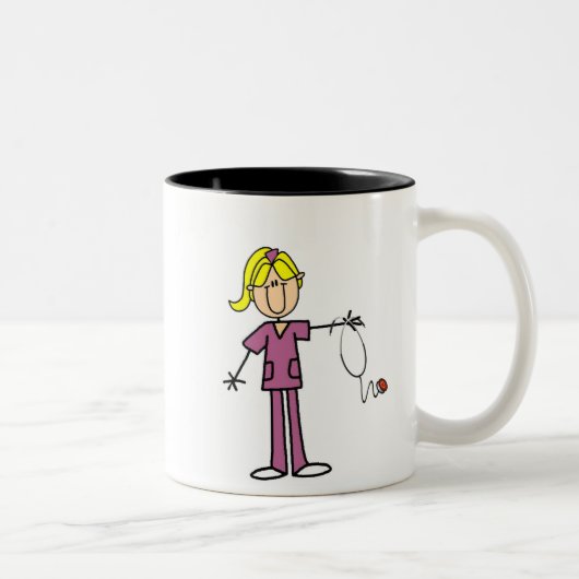 Tasse 2 Couleurs Chiffre femelle blond T-shirts de bâton (Droit)