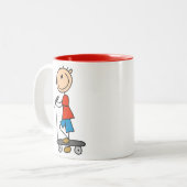Tasse 2 Couleurs Chiffre garçon de bâton sur le scooter (Devant gauche)